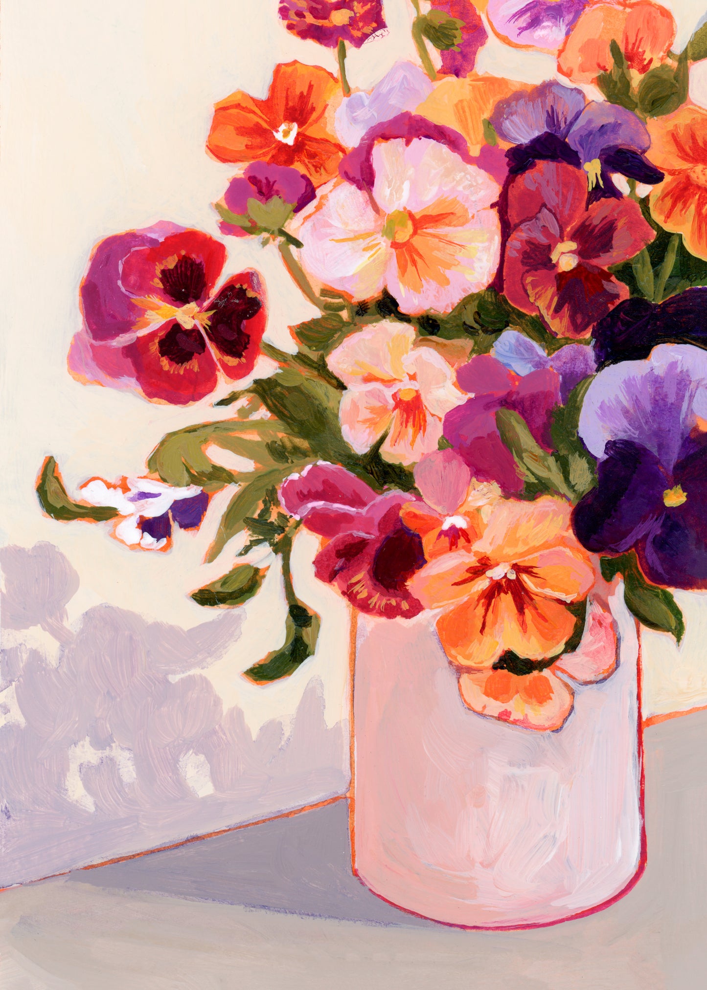 'Blooming Pansies' Print
