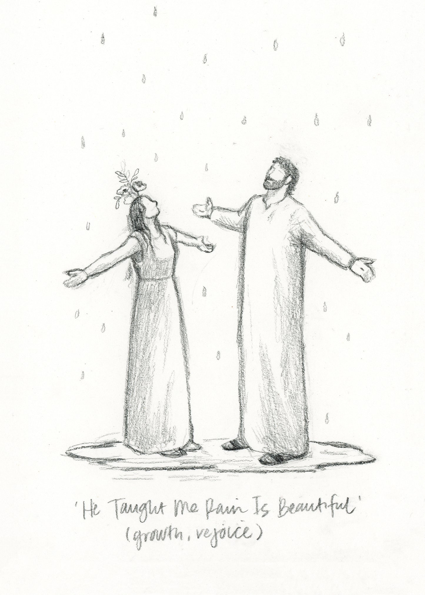 'He Taught Me Rain Is Beautiful' Sketch Print
