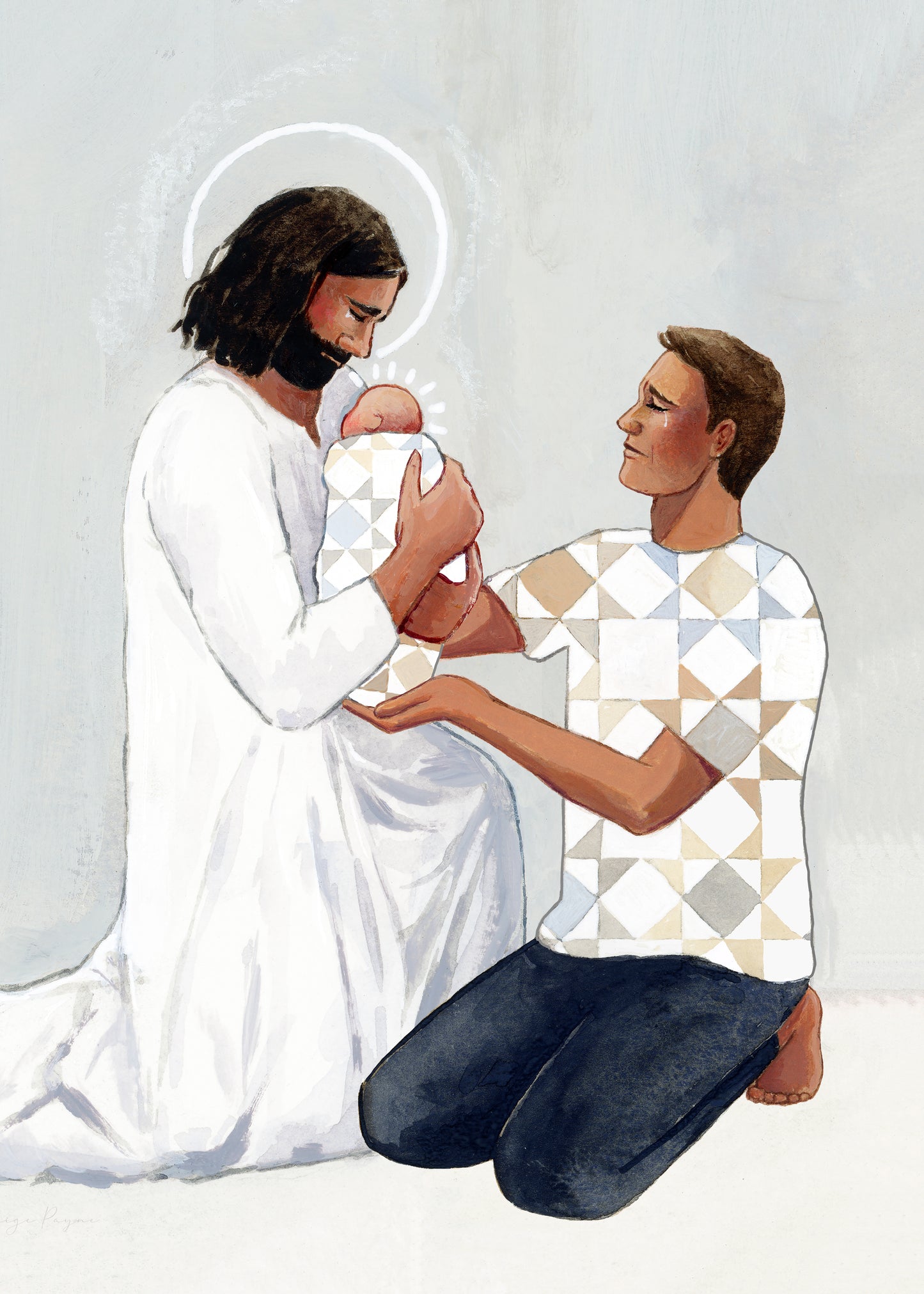 'For Safekeeping' Canvas Print (male/one baby version)