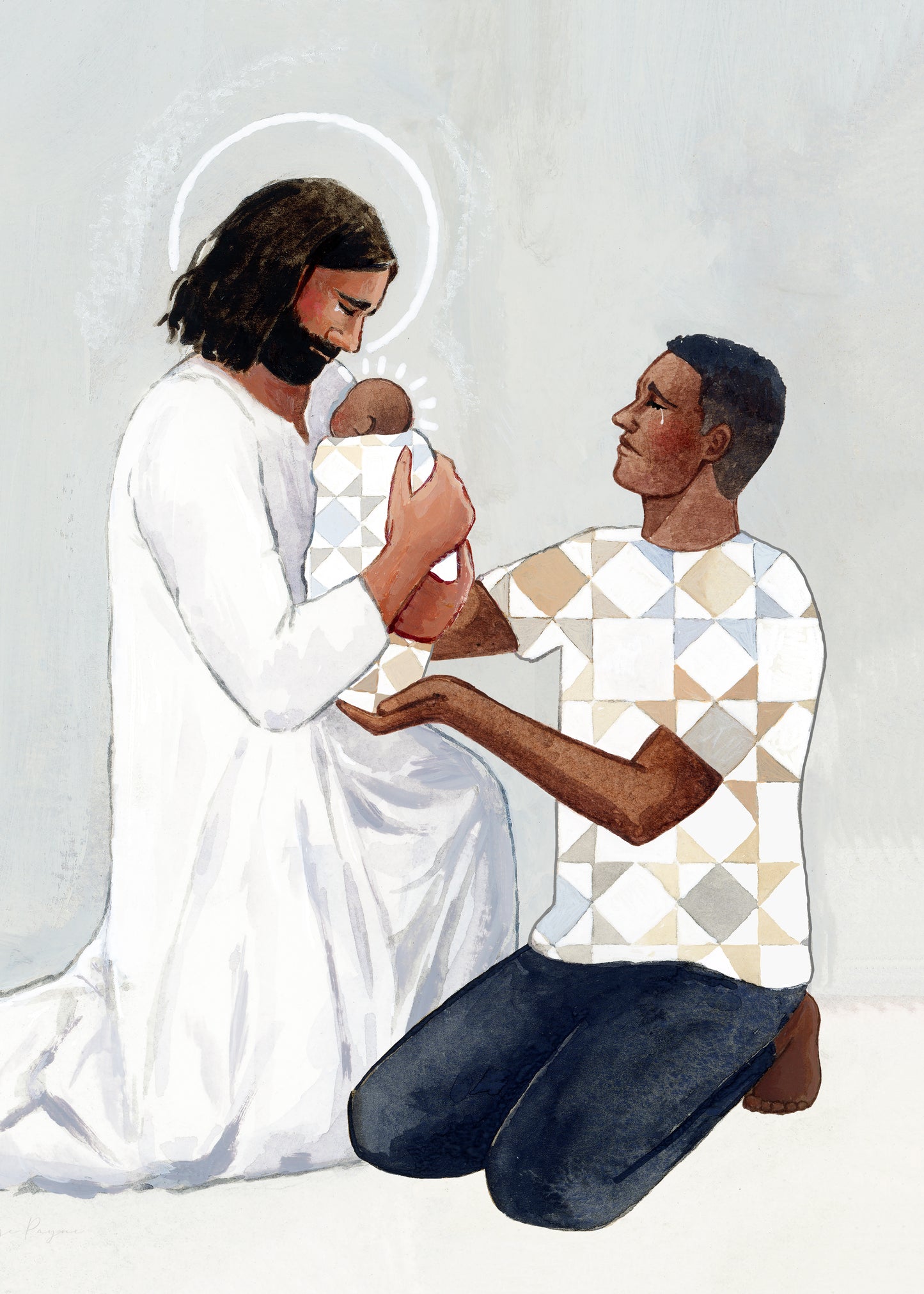 'For Safekeeping' Canvas Print (male/one baby version)