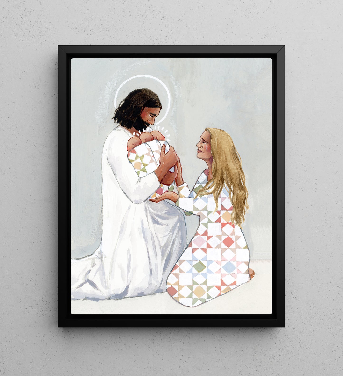 'For Safekeeping' (three babies) Canvas Print