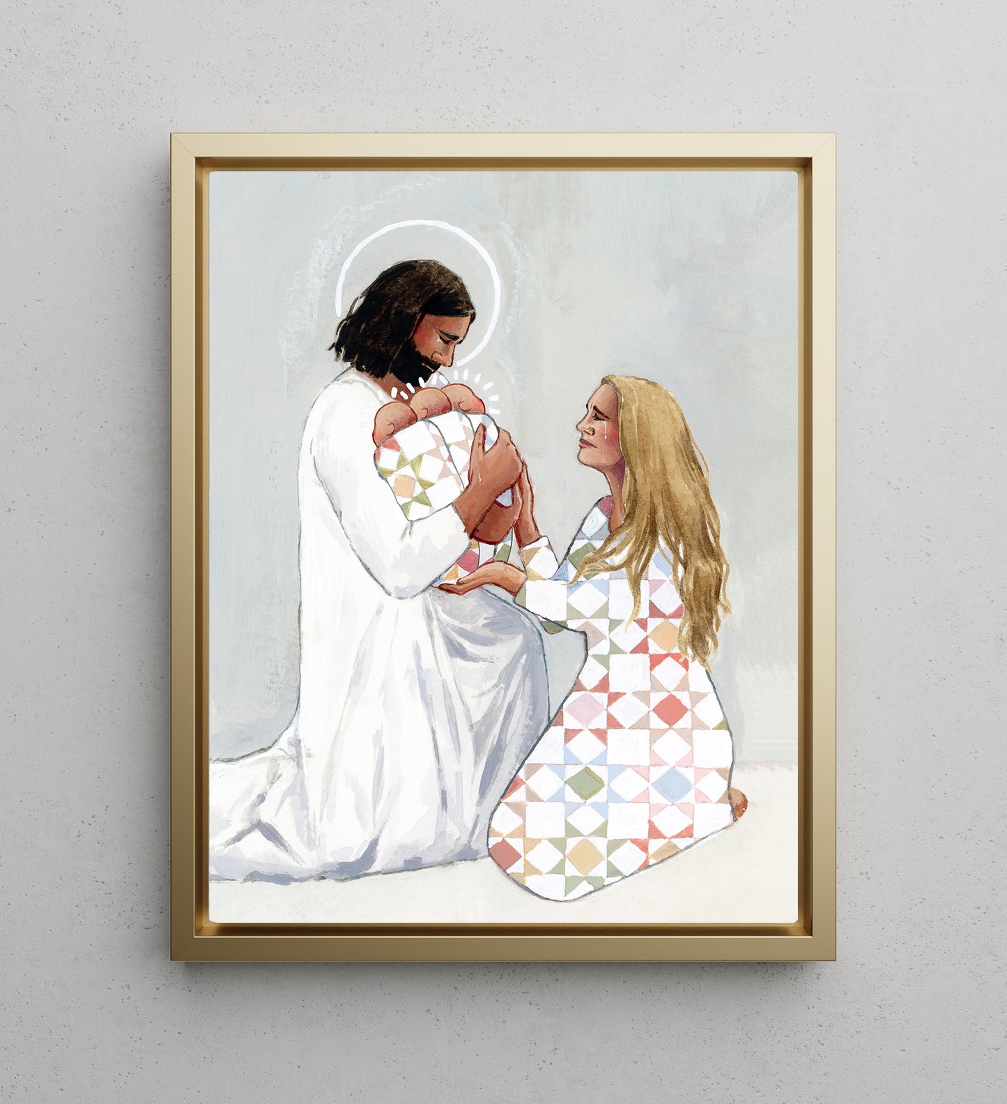 'For Safekeeping' (three babies) Canvas Print