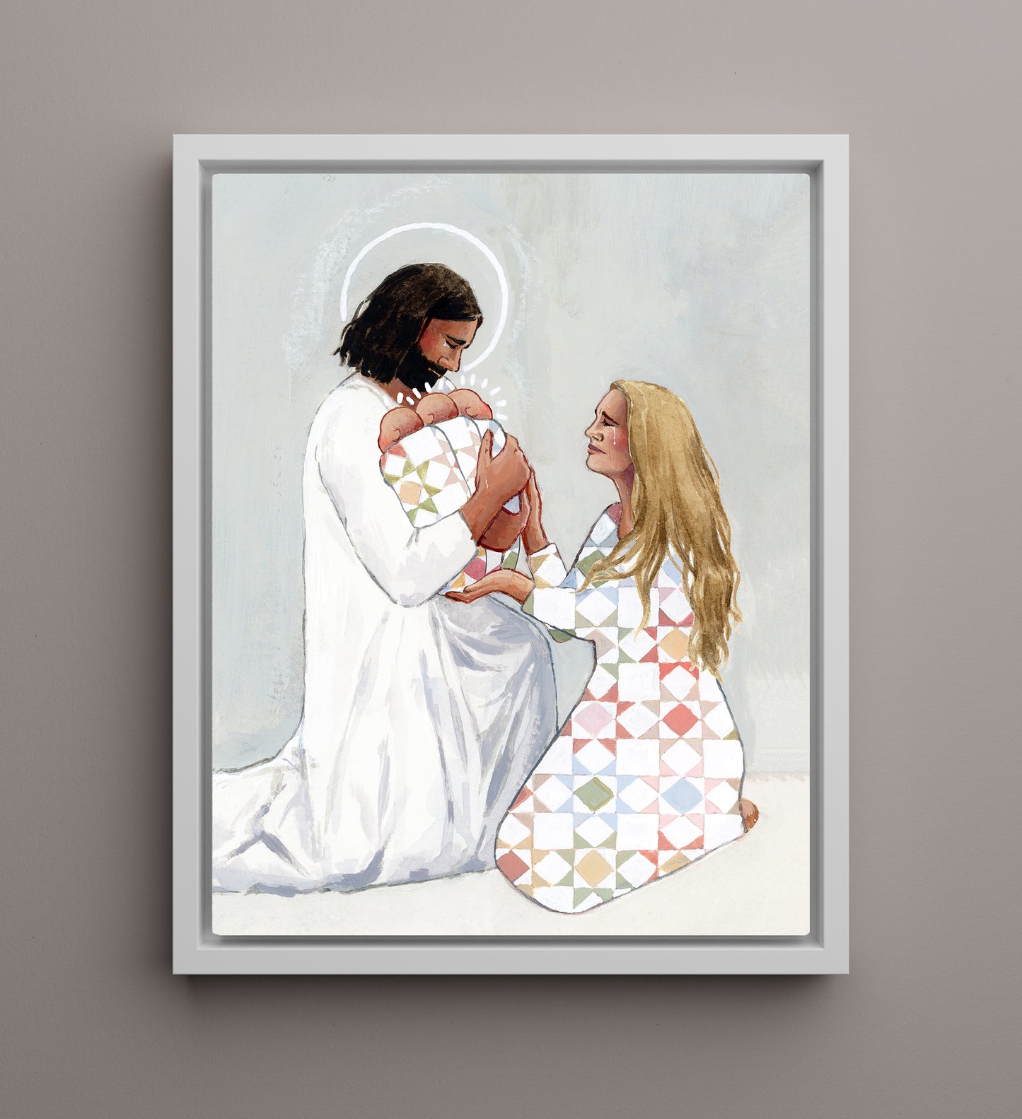 'For Safekeeping' (three babies) Canvas Print