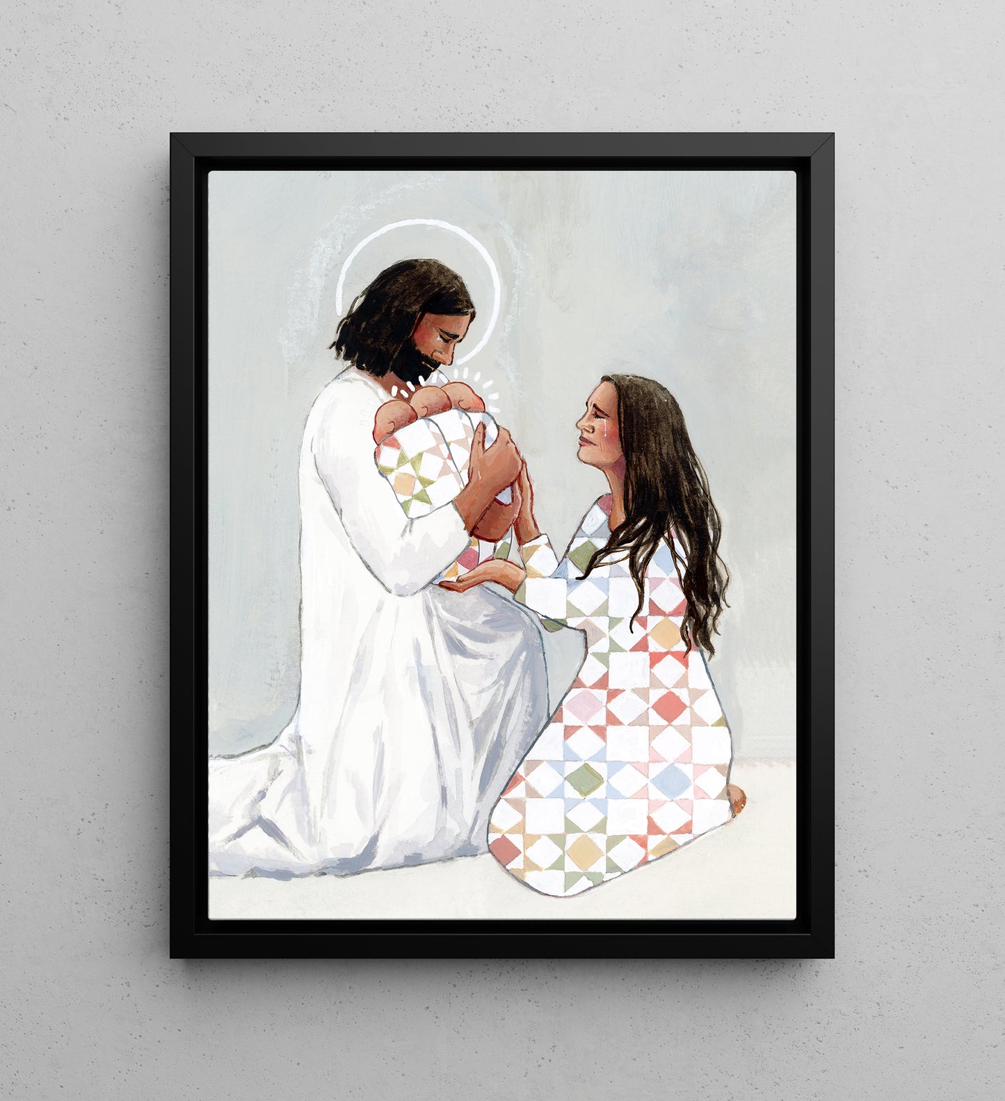 'For Safekeeping' (three babies) Canvas Print