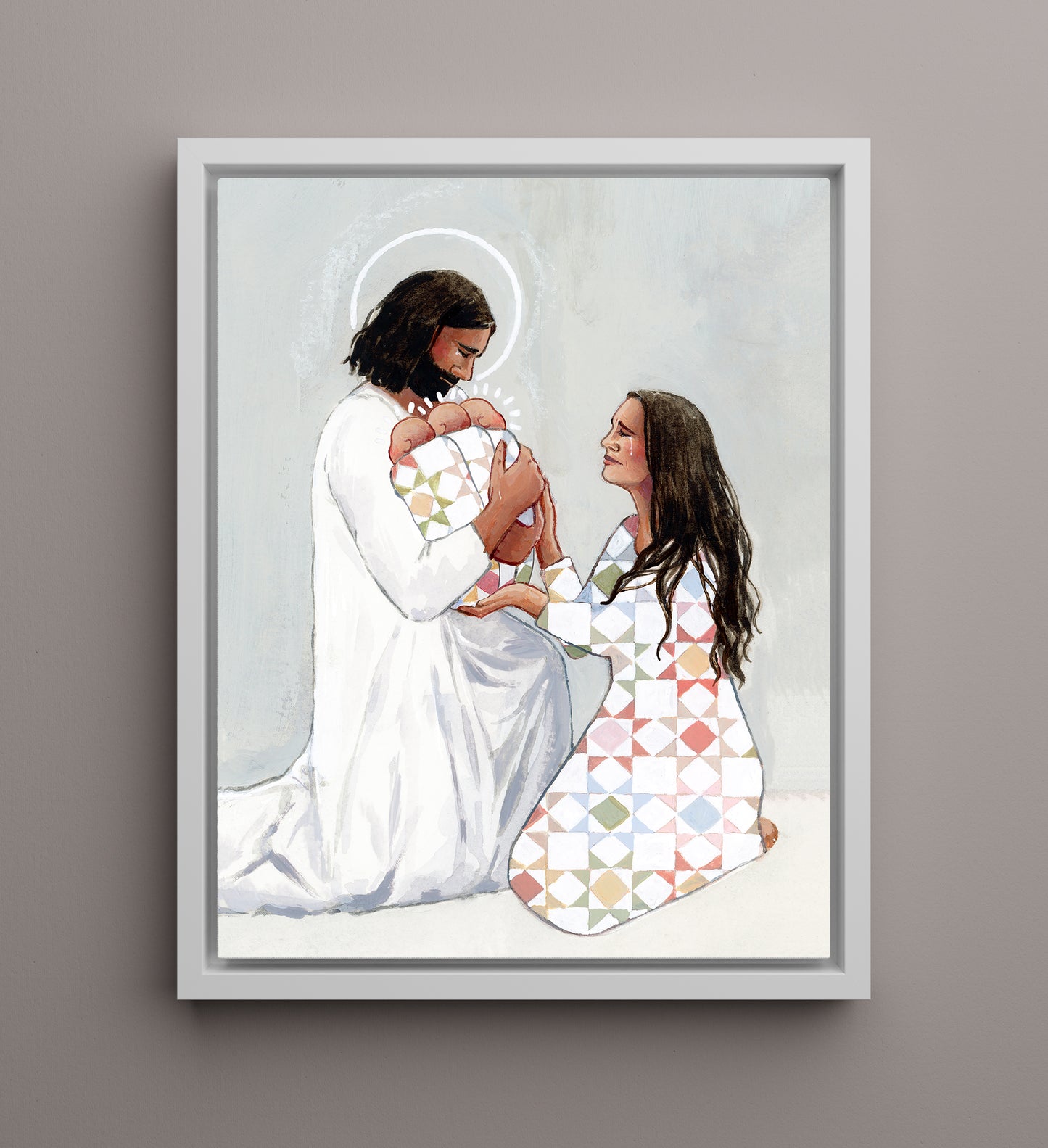 'For Safekeeping' (three babies) Canvas Print