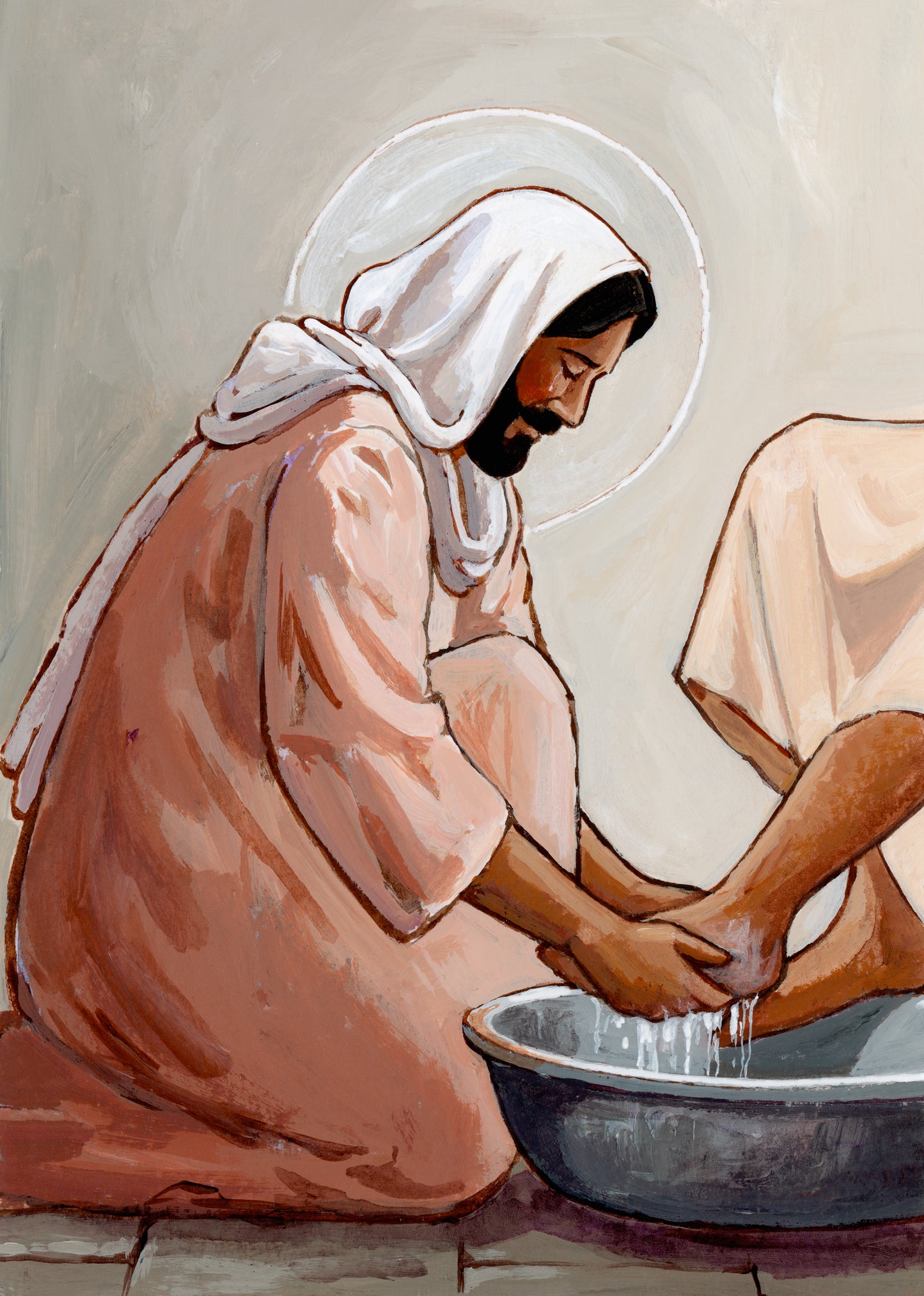 'Lord, Dost Thou Was My Feet?' 5x7 inch original painting