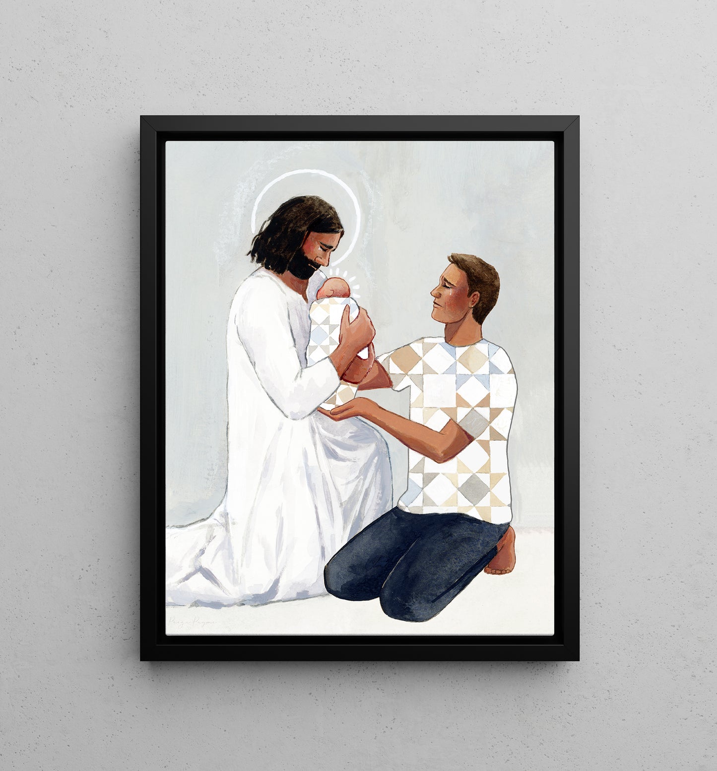 'For Safekeeping' Canvas Print (male/one baby version)