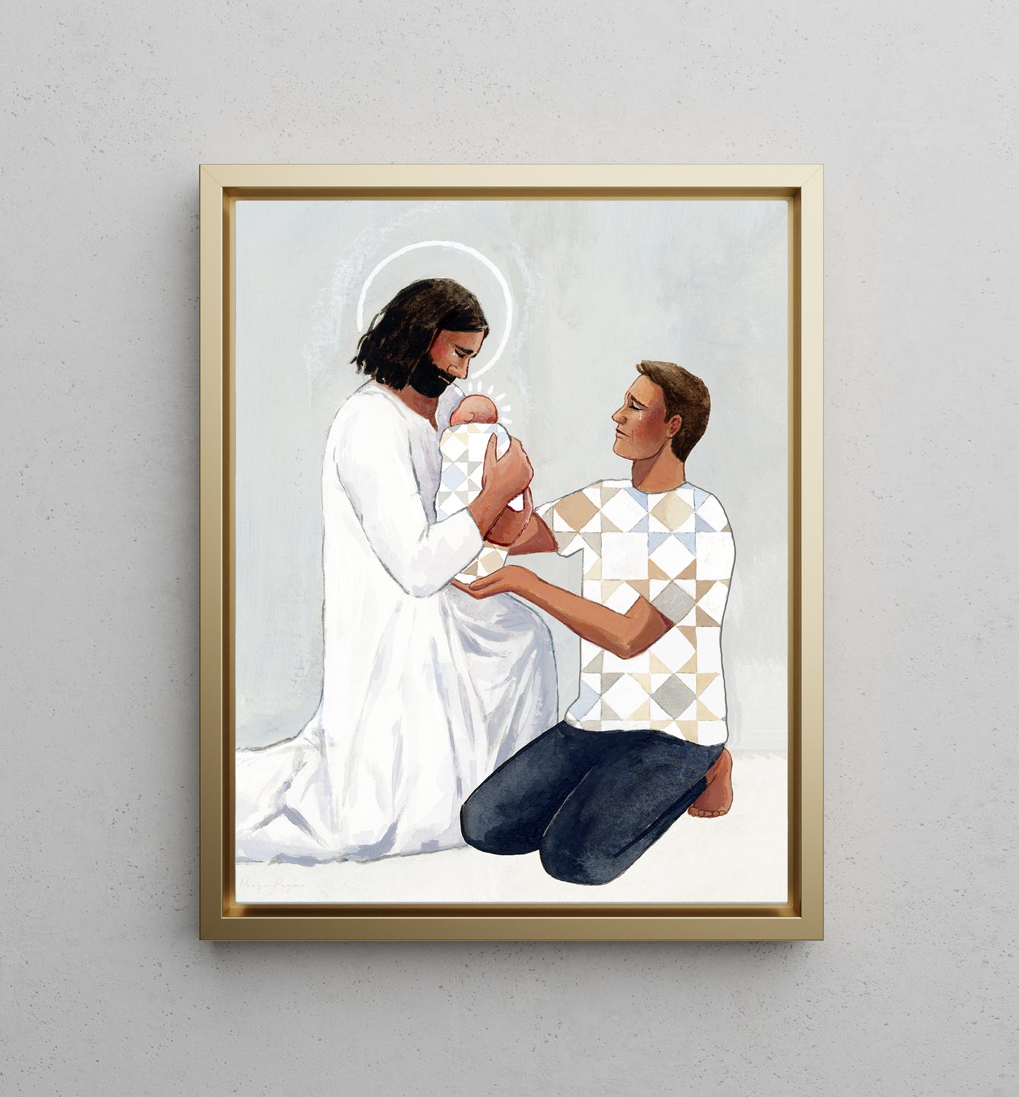 'For Safekeeping' Canvas Print (male/one baby version)