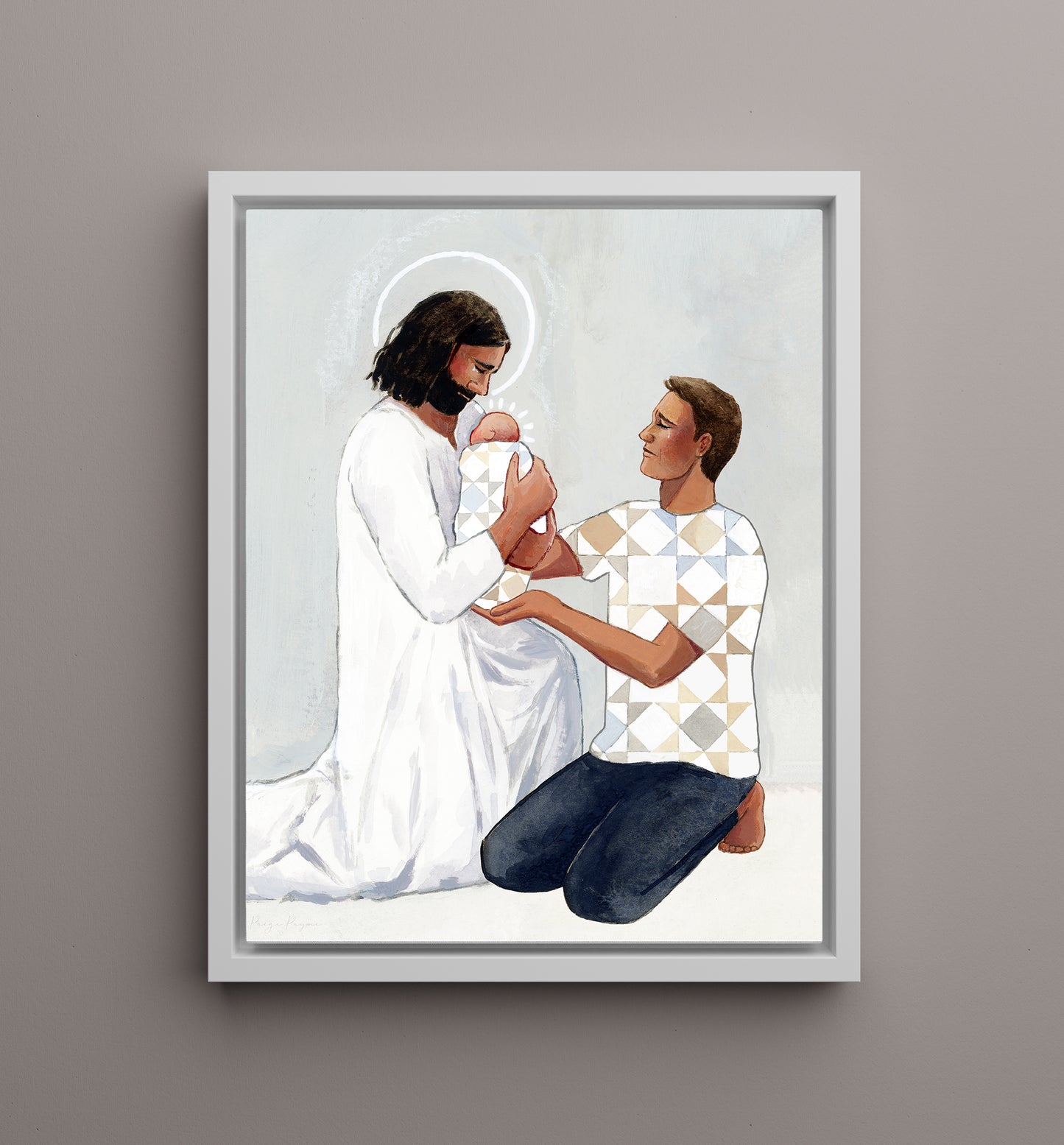 'For Safekeeping' Canvas Print (male/one baby version)