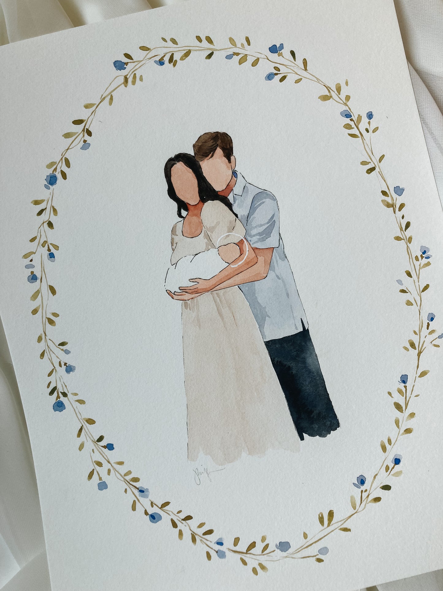 Custom Faceless Watercolor Portrait