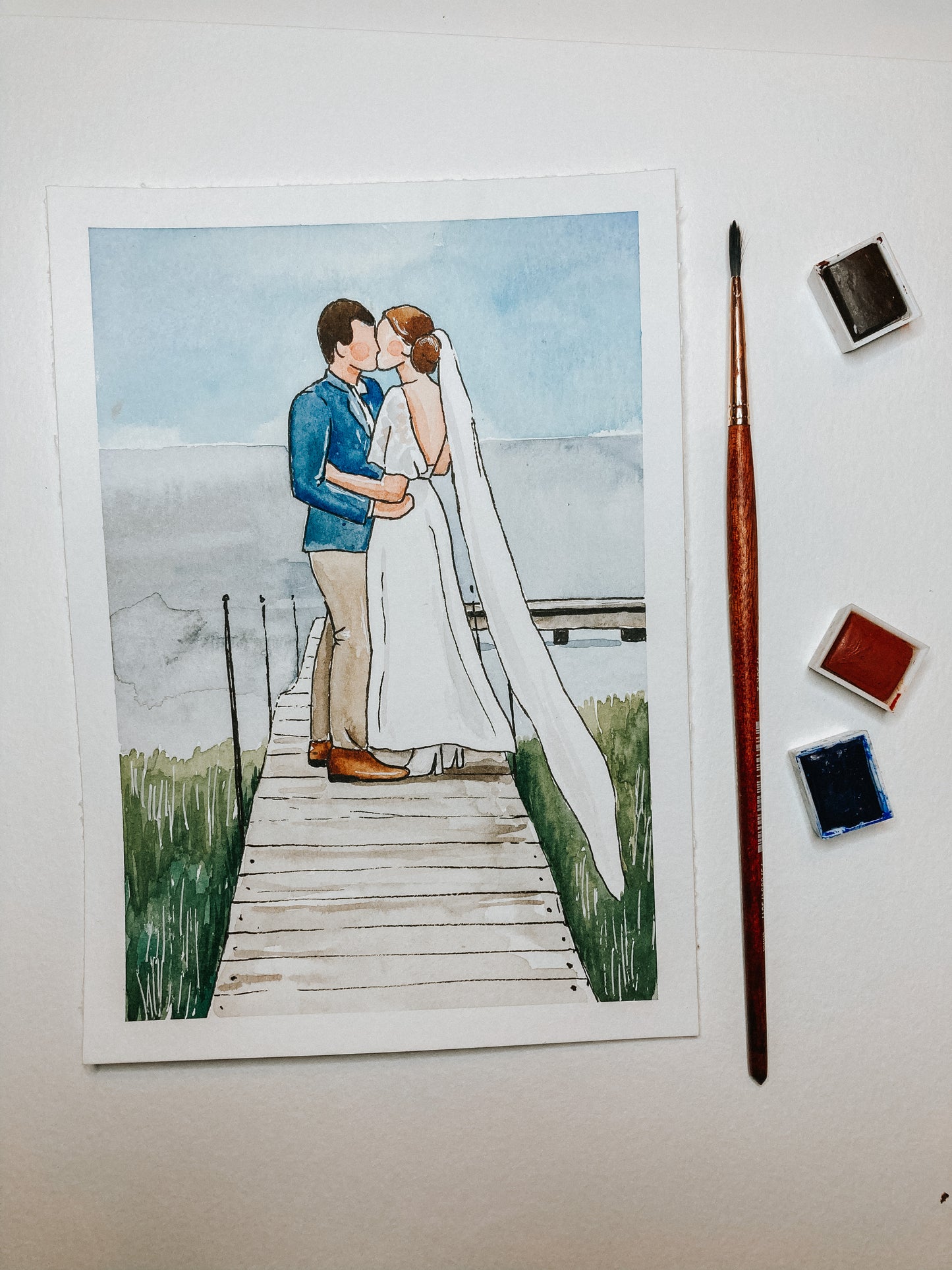 Custom Faceless Watercolor Portrait