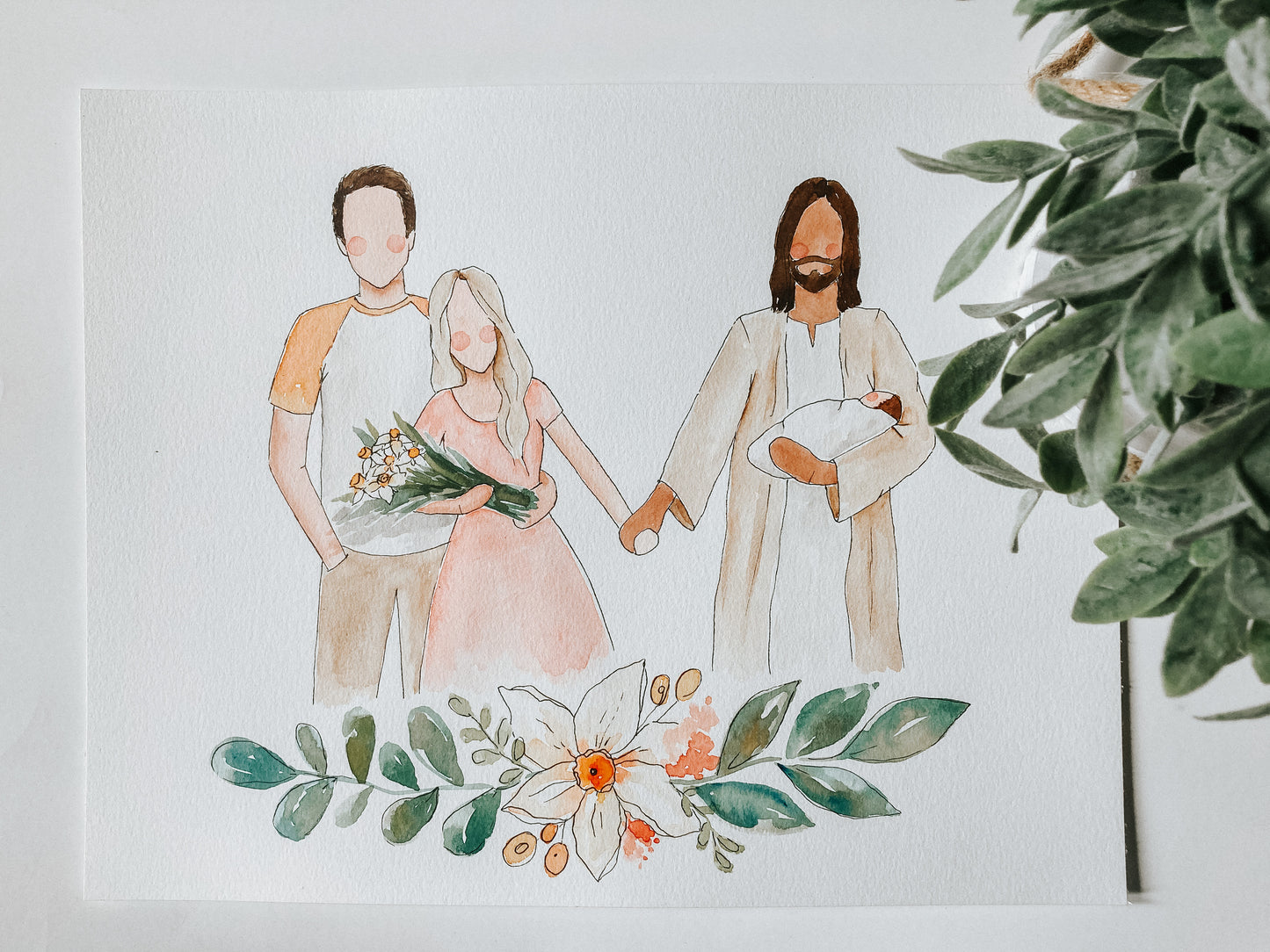 Custom Faceless Watercolor Portrait