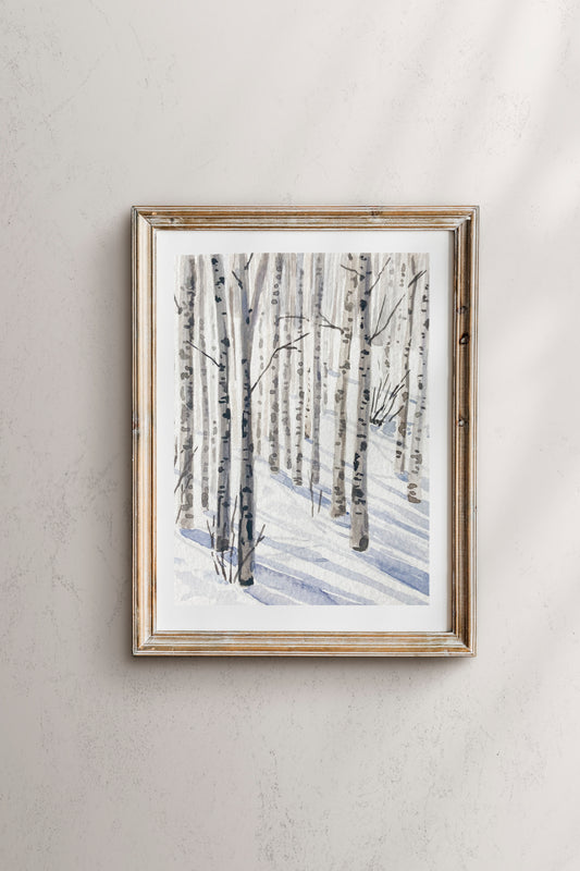 The Birches In Winter Print