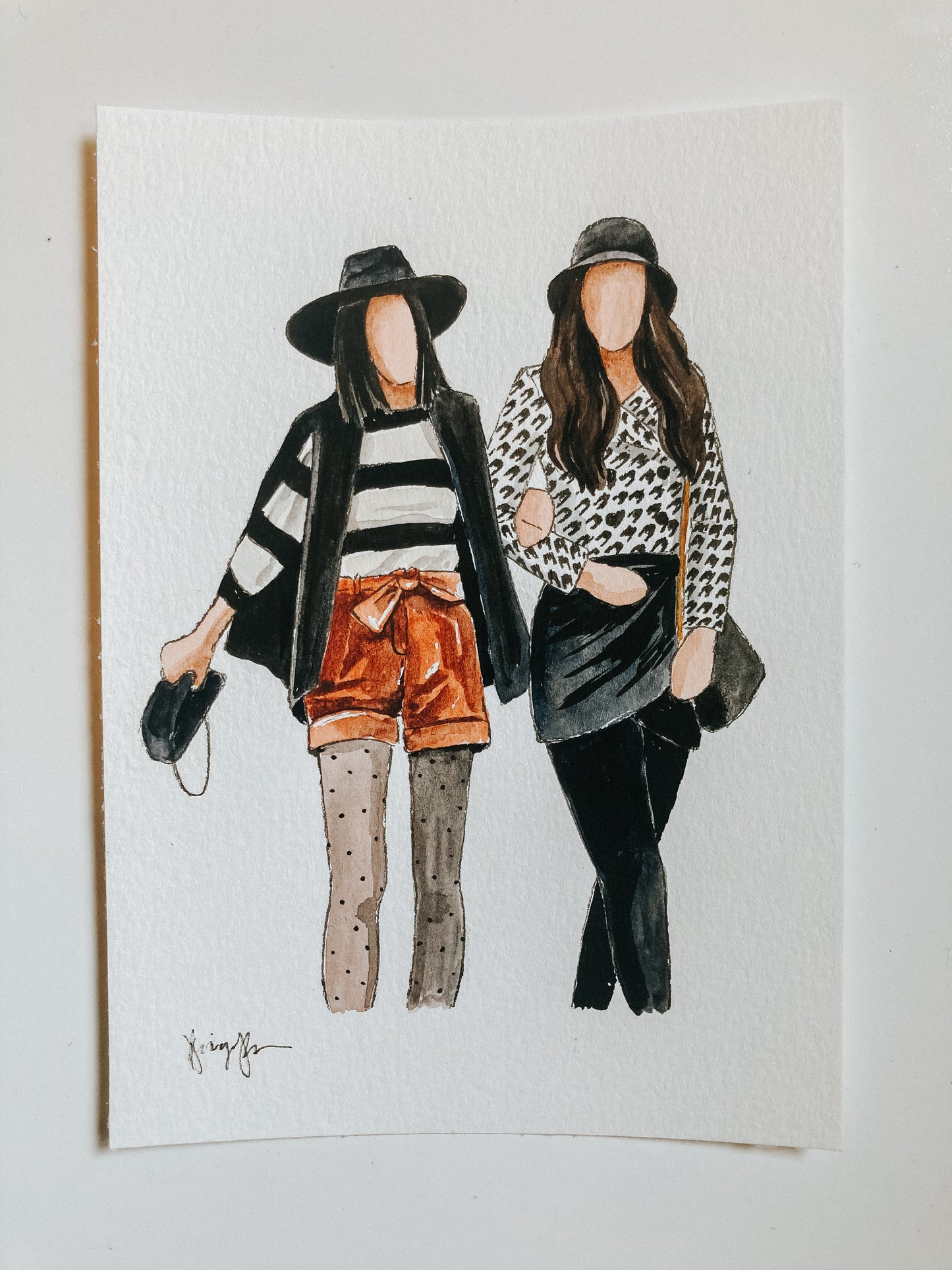 Custom Faceless Watercolor Portrait