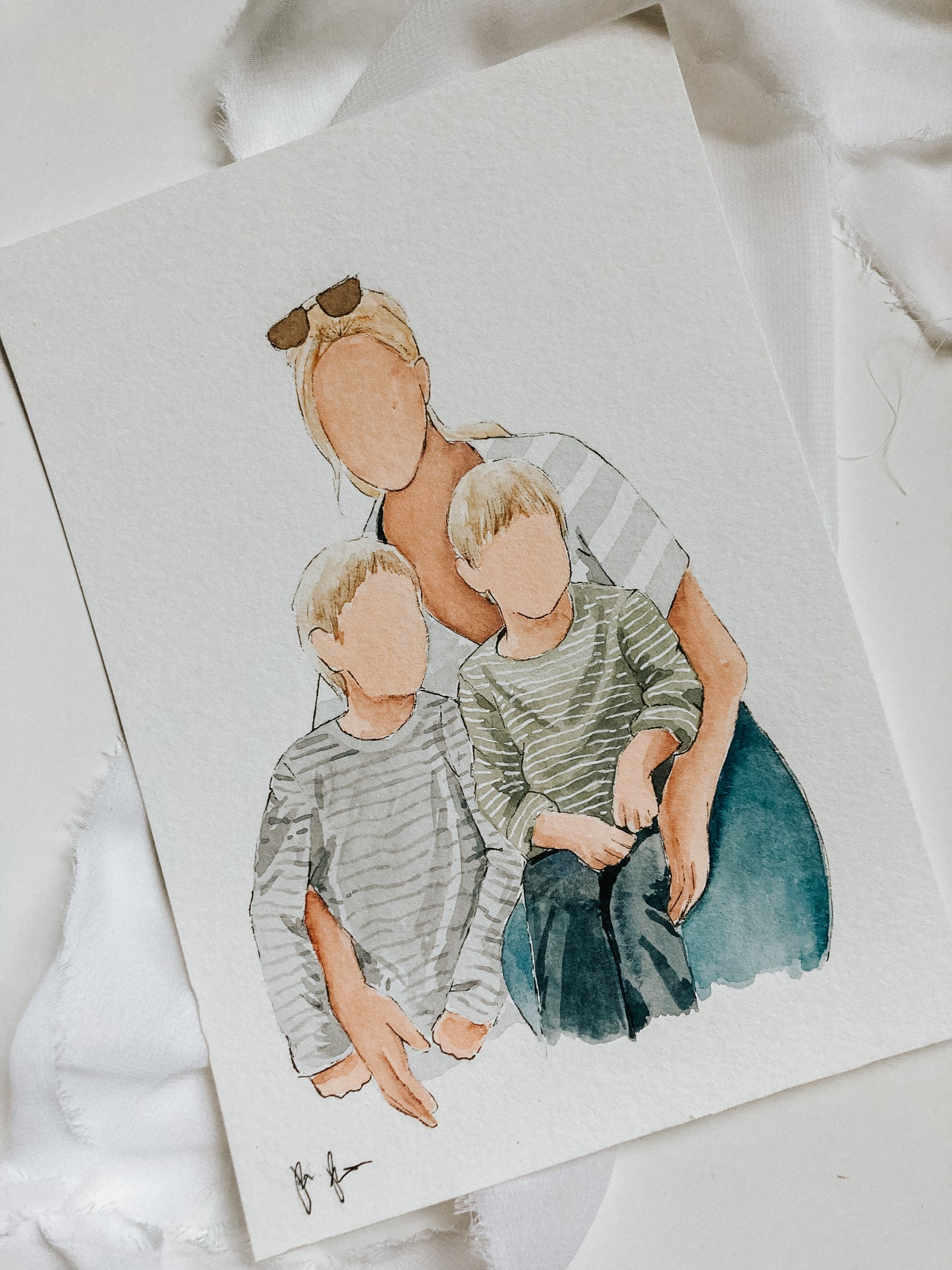 Custom Faceless Watercolor Portrait