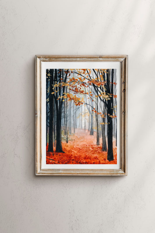 'Foggy Forrest In Fall' Print