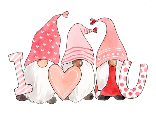 Valentines Gnomes Greeting Cards