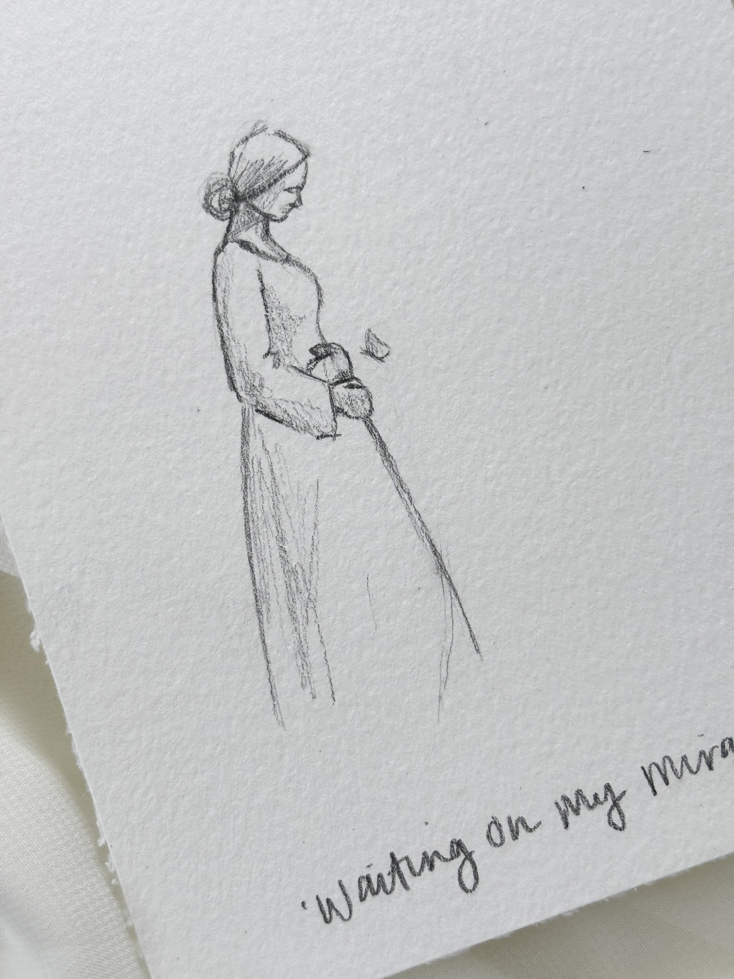 'Waiting On My Miracle' 4x5 inch original sketch