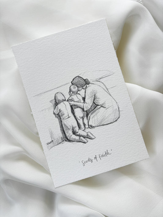 'Seeds Of Faith' 4x6 inch original sketch