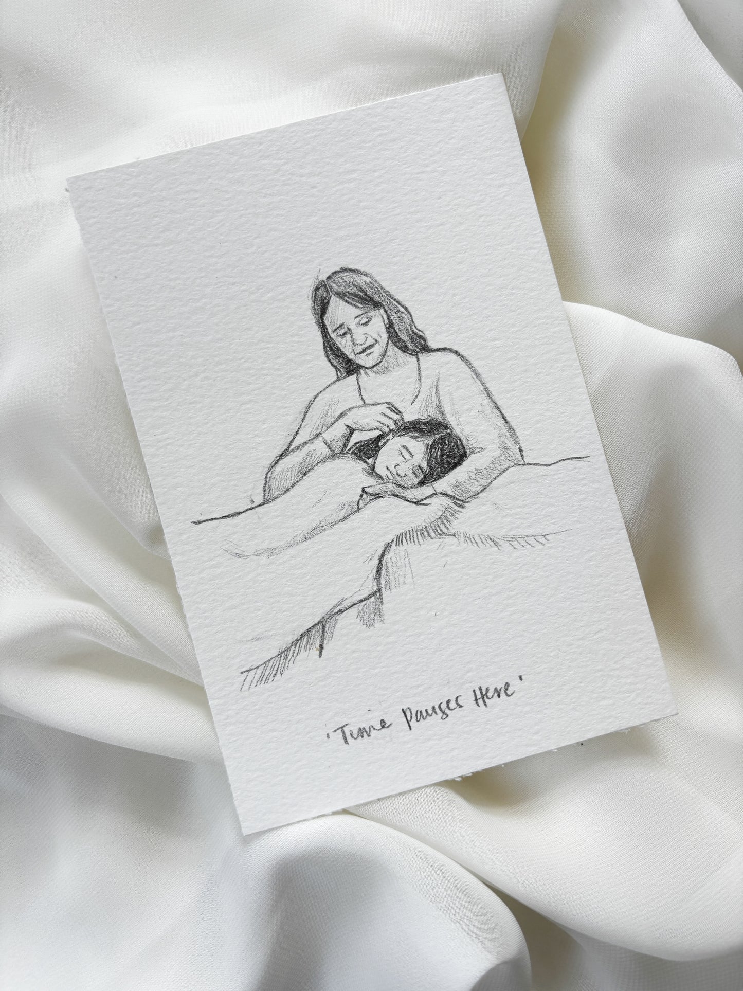 'Time Pauses Here' 4x6 inch original sketch