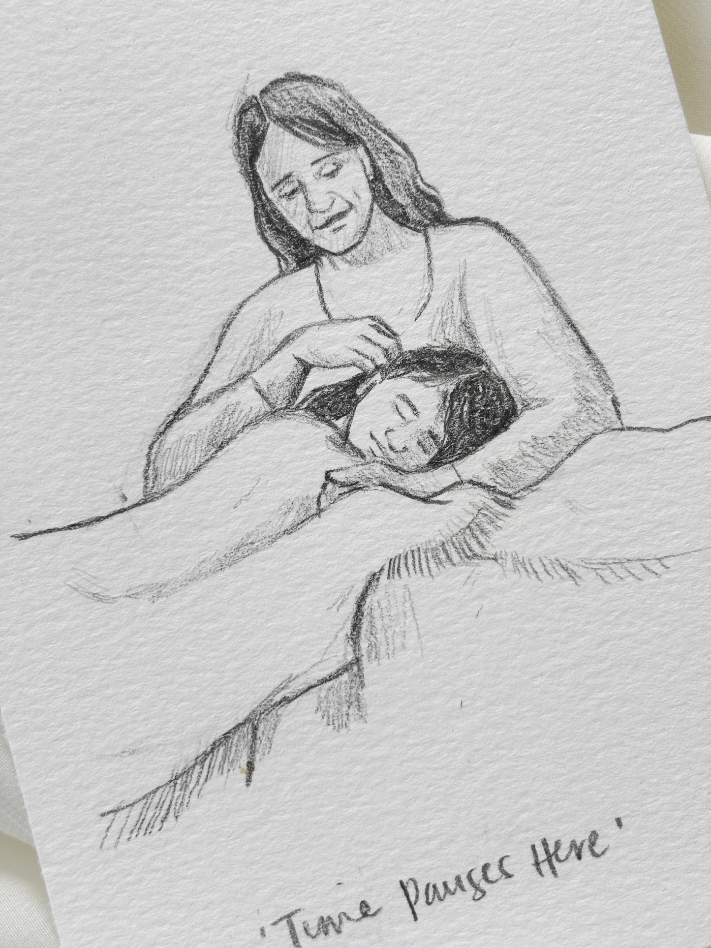 'Time Pauses Here' 4x6 inch original sketch