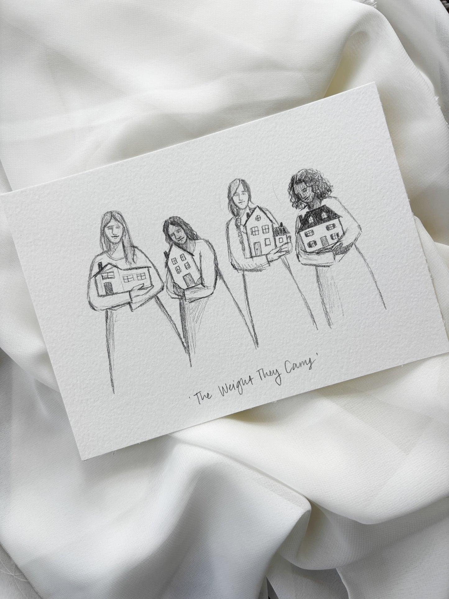 'The Weight They Carry' 5x7 inch original sketch