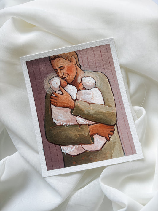'Double Love' 4x5 inch original painting