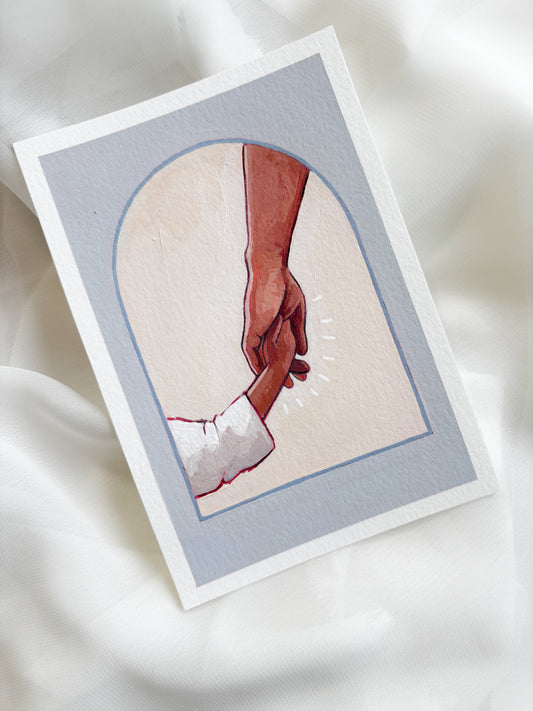 'Held' 4x6 inch original painting