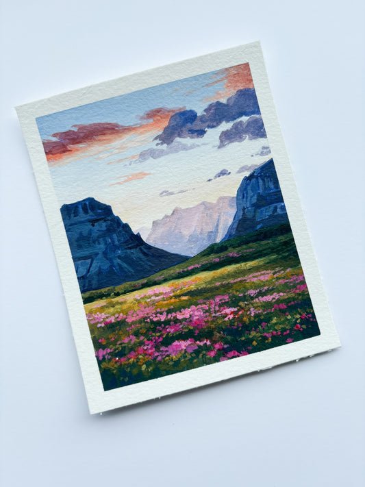 'As A Wildflower' (Glacier National Park) 4x5 inch original painting