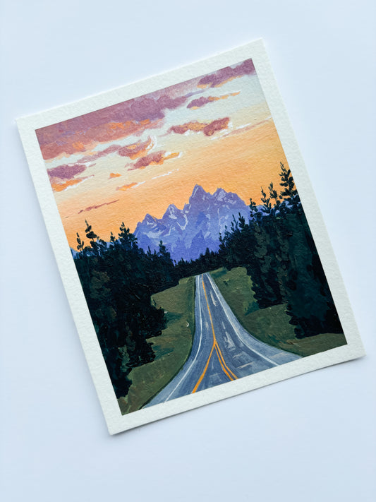 'As The Light Fades' (Grand Teton National Park) 4x5 inch original painting