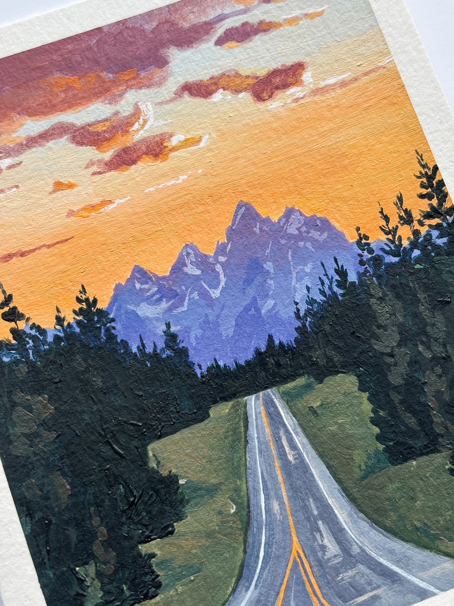 'As The Light Fades' (Grand Teton National Park) 4x5 inch original painting