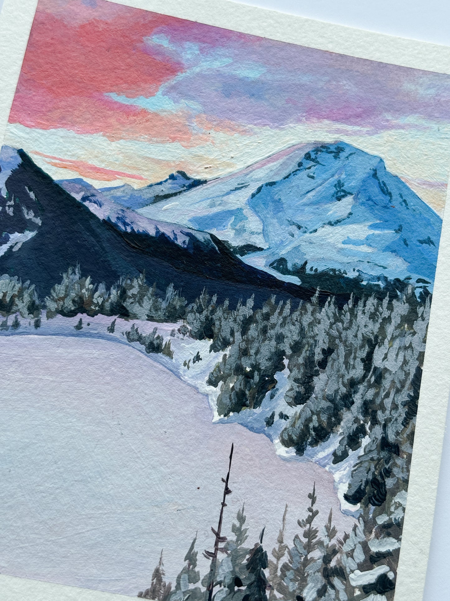 'In The Still Of Winter' (Mount Rainier Park) 4x5 inch original painting