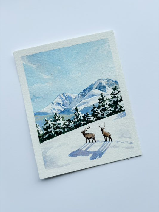 'A Winter Journey' (Rocky Mountain National Park) 4x5 inch original painting