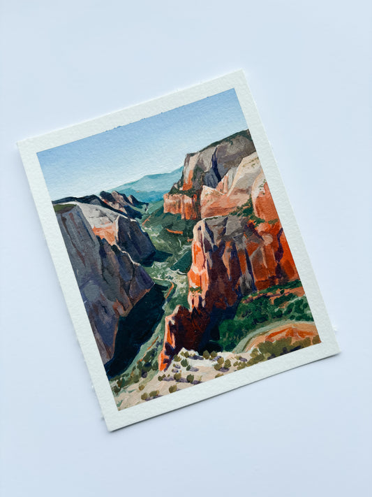 'From Angels Landing' (Zion National Park) 4x5 inch original painting