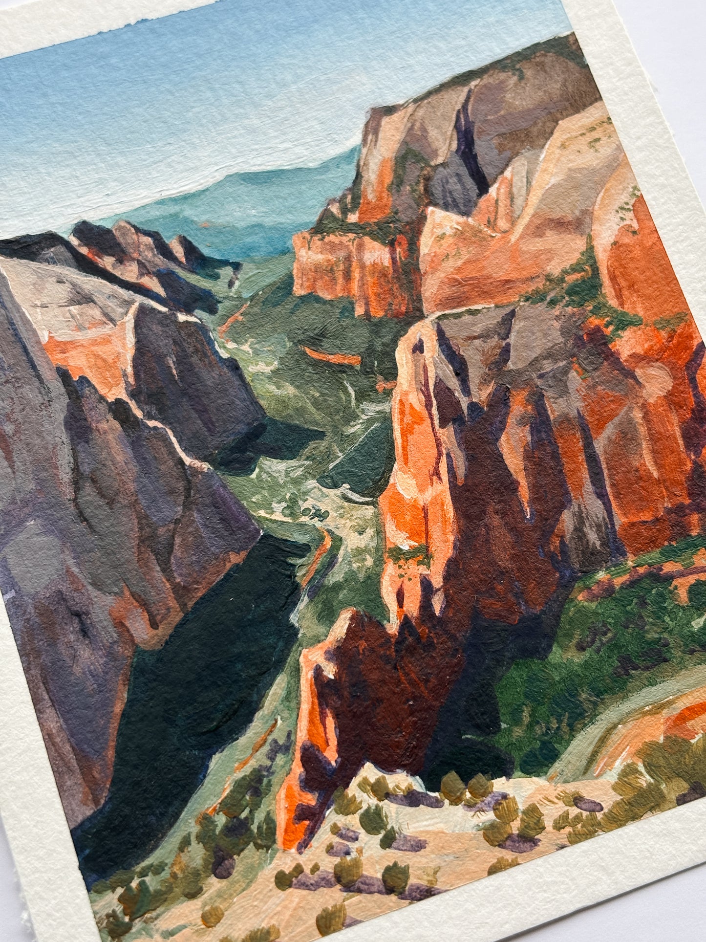 'From Angels Landing' (Zion National Park) 4x5 inch original painting