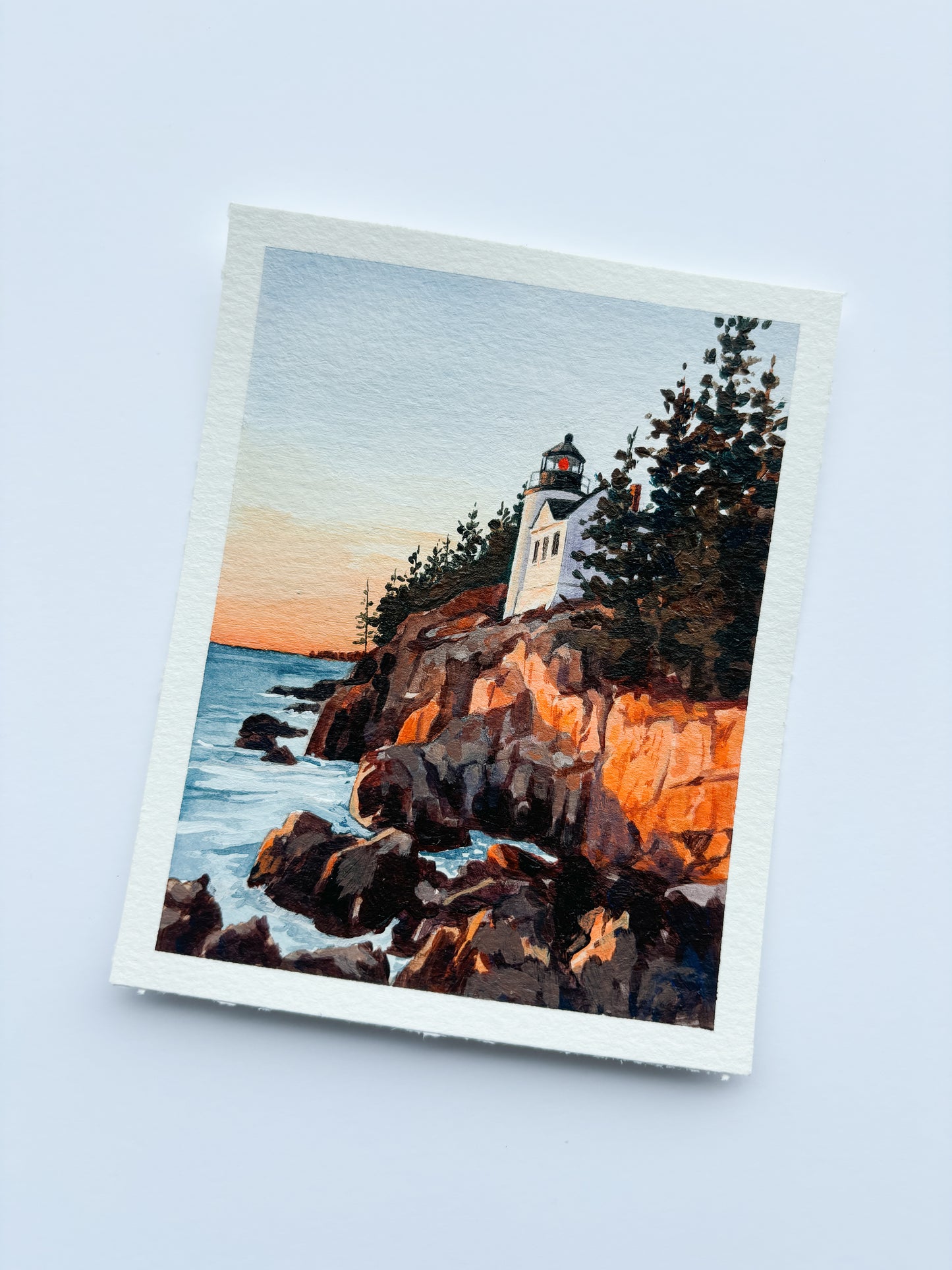 'A Beacon Of Hope' (Acadia National Park) 4x5 inch original painting