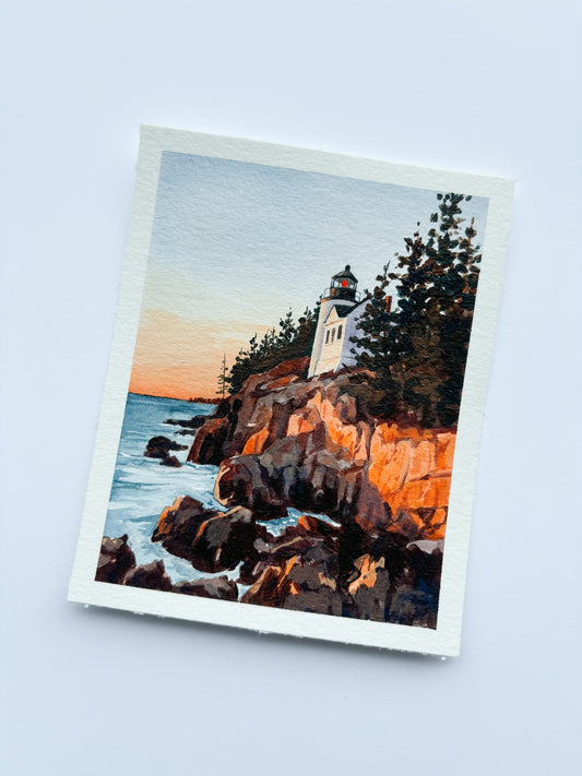 'A Beacon Of Hope' (Acadia National Park) 4x5 inch original painting