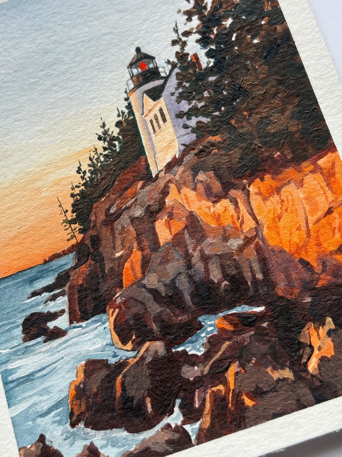 'A Beacon Of Hope' (Acadia National Park) 4x5 inch original painting