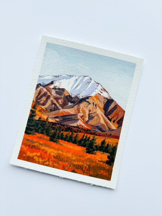 'Ablaze In Autumn' (Denali National Park) 4x5 inch original painting