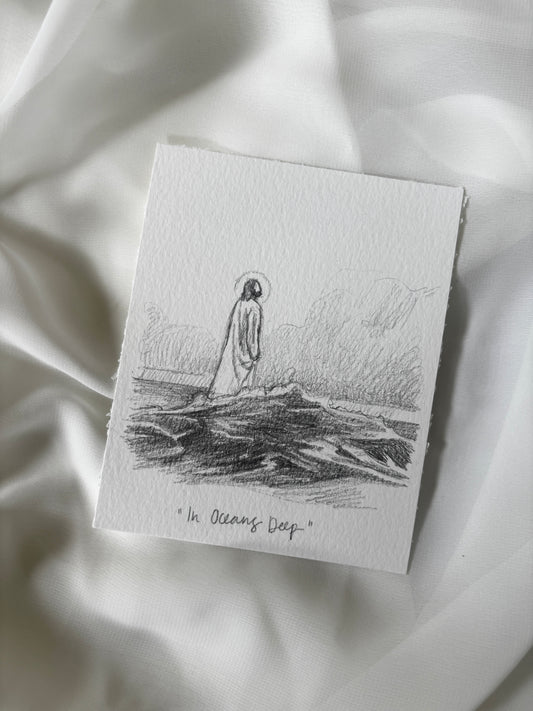 'In Oceans Deep' 4x5 inch original sketch