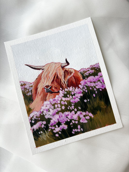'Among The Heather' 4x5 inch original painting