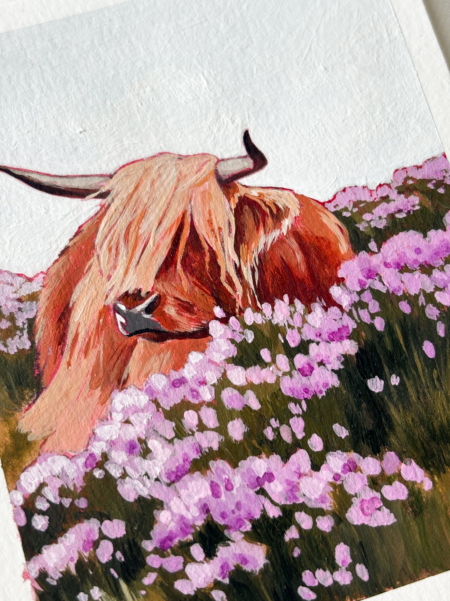 'Among The Heather' 4x5 inch original painting