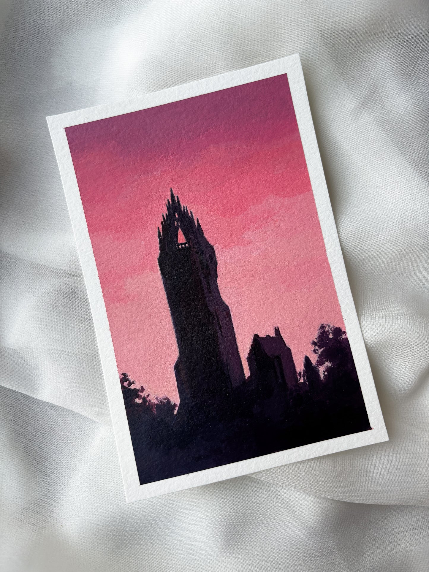 'Wallace Monument Sunset' 4x6 inch original painting