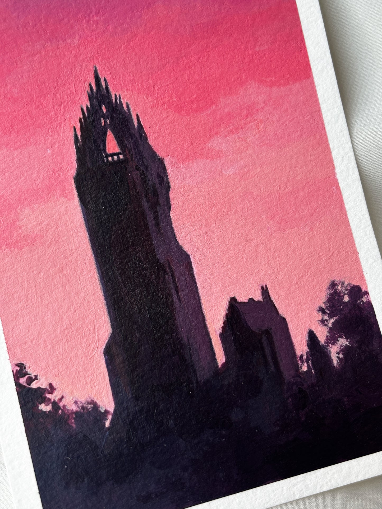 'Wallace Monument Sunset' 4x6 inch original painting