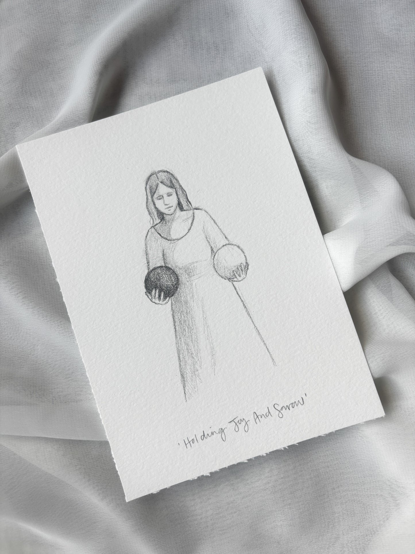 'Holding Joy And Sorrow' 5x7 inch original sketch