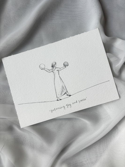'Balancing Joy And Sorrow' 5x7 inch original sketch