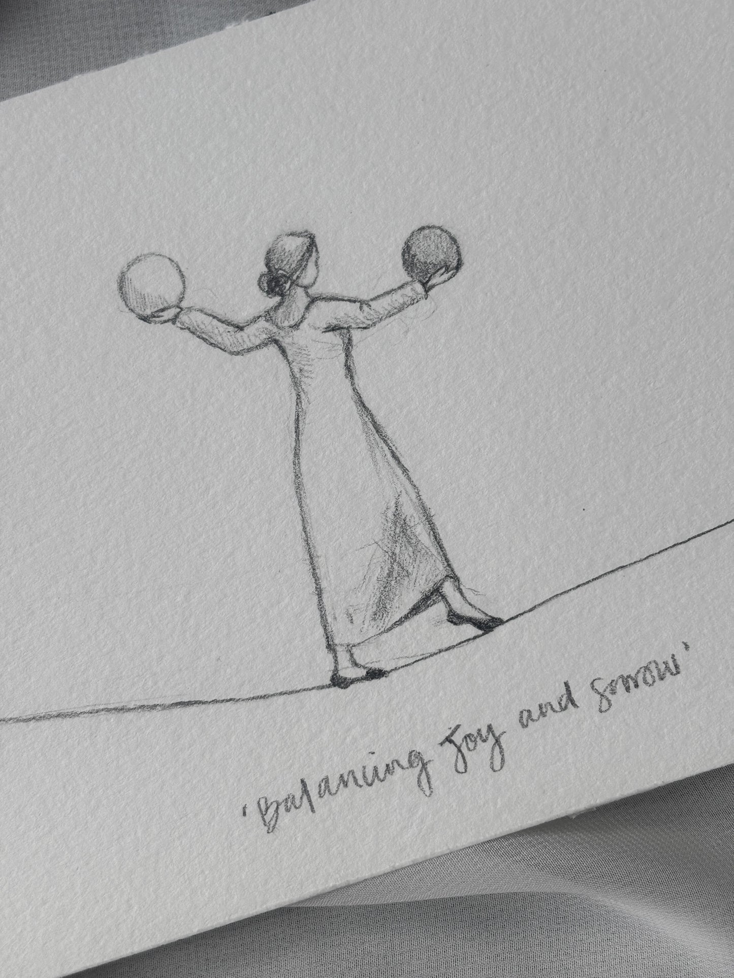 'Balancing Joy And Sorrow' 5x7 inch original sketch