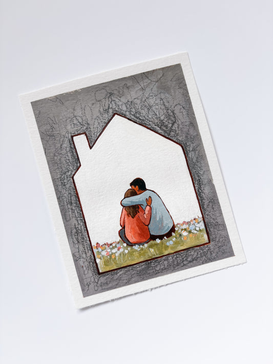 'Maybe Home Is A Person' 4x5 inch original painting