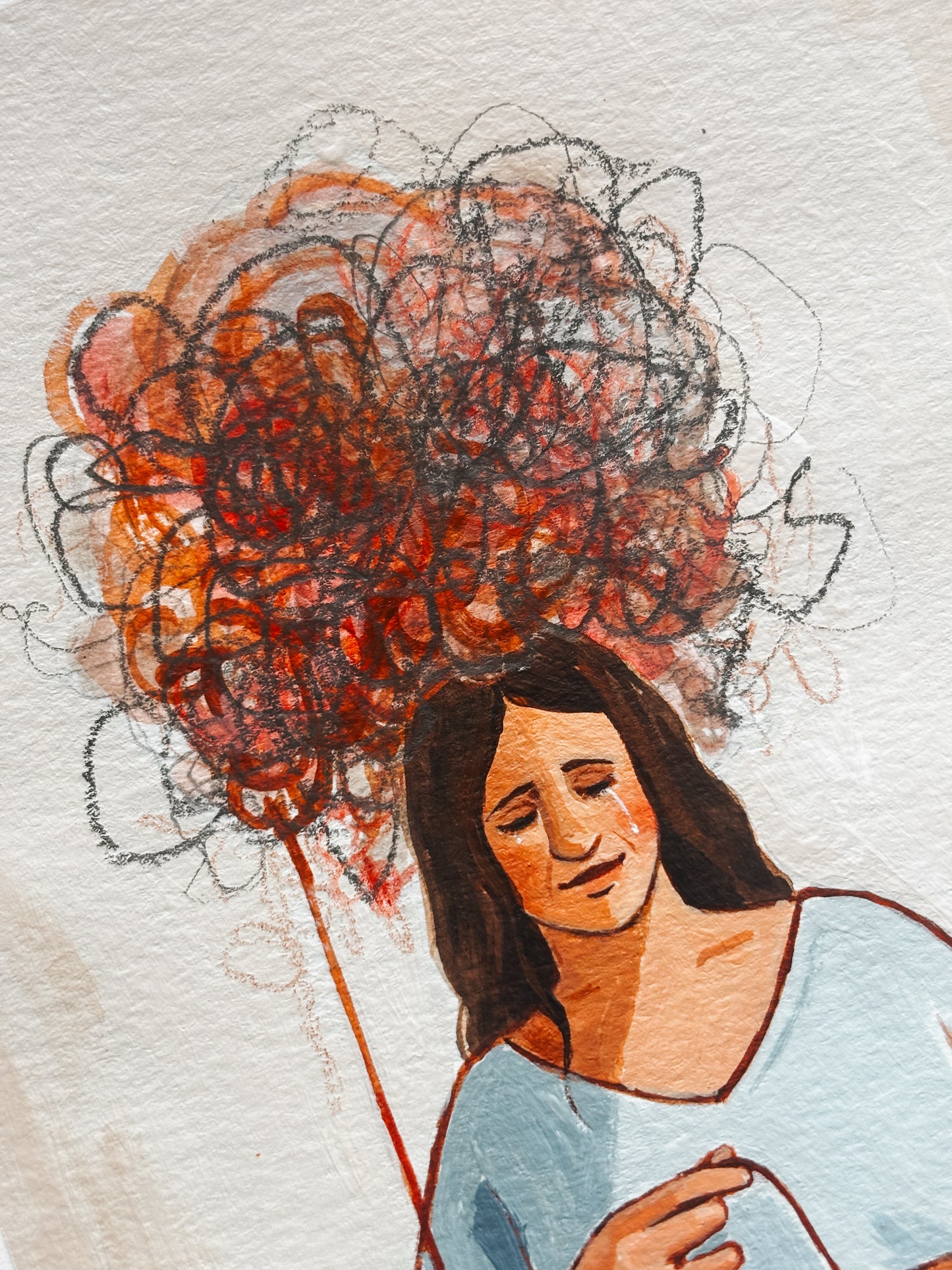 'Untangling My Mind' 5x7 inch original painting
