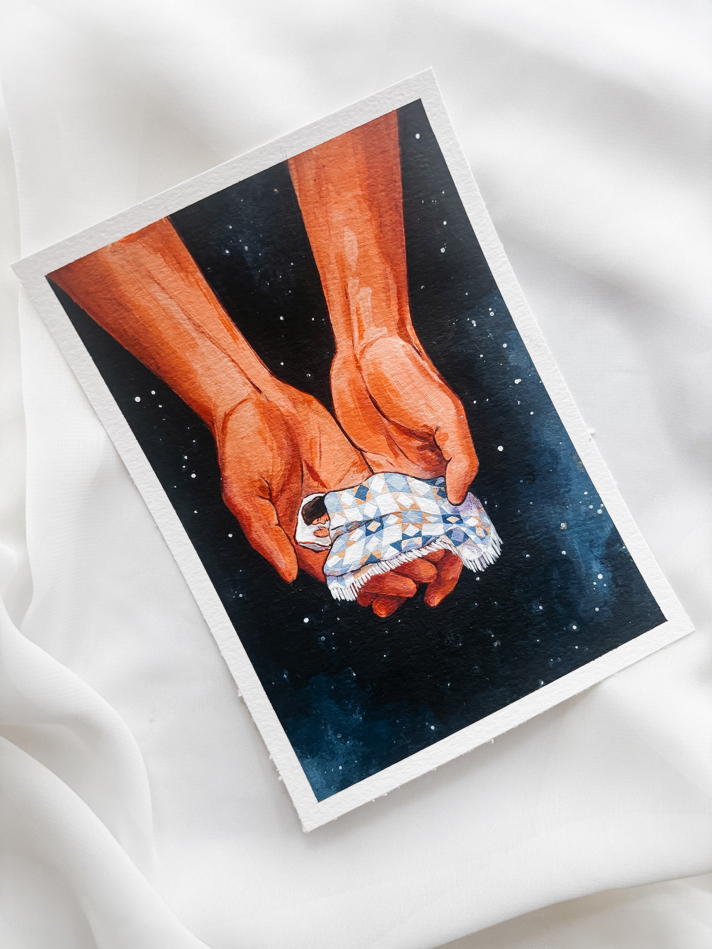 'He Covers Me In Blankets Of Stars' 5x7 inch original painting